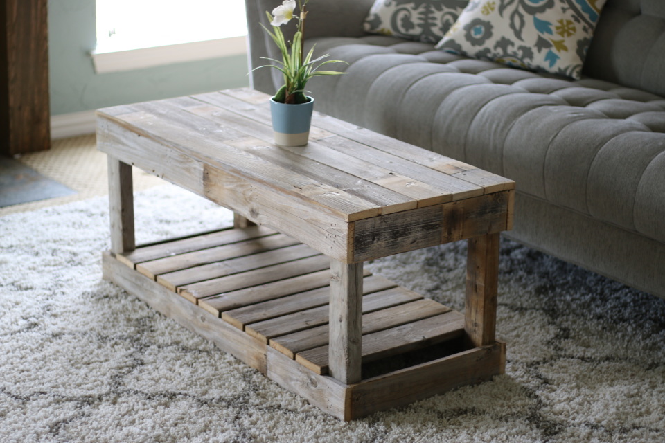 White Slatted Bottom Coffee Table 